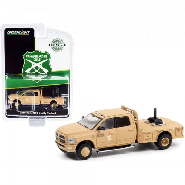 2018 RAM 3500 Dually Flatbed - Carabineros de Chile - Hobby Exclusive - 1/64 Greenlight -30271