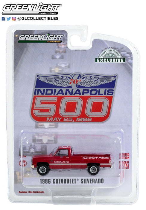 70th Indianapolis 500 Mile Race Official Truck - 1986 Chevrolet Silverado Pickup - Hobby Exclusive - 1/64 Greenlight - 30340