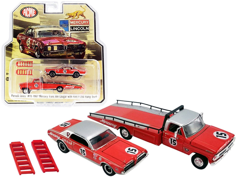 PARNELLI JONES - FORD F-350 RAMP TRUCK WITH NO 15 1967 MERCURY COUGAR Acme 1/64   51343