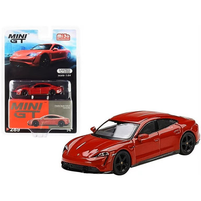 Mini GT - 1:64 - Porsche Taycan Turbo S Carmine Red - Mijo Exclusives USA  - MGT00289 - Passion Diecast 
