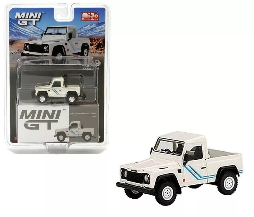 Mini GT - 1:64 - Land Rover Defender 90 Pickup White - Mijo Exclusives USA - MGT00338 Passion Diecast