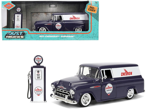 1957 Chevrolet Suburban with Chevron Gas Pump – Blue – Just Trucks - Jada - 1/24 -  35044
