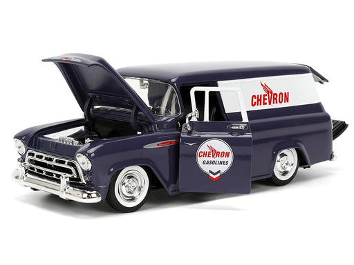 1957 Chevrolet Suburban with Chevron Gas Pump – Blue – Just Trucks - Jada - 1/24 -  35044