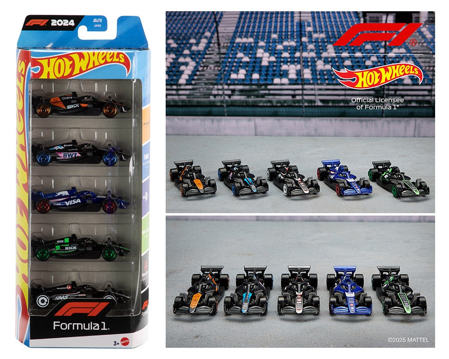 Basic F1 Racing 5 Pack Cars Set - Hot Wheels 1:64 - JGF58 - Passion Diecast