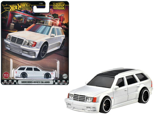 ( Web Only )  Boulevard Mercedes Benz E36 AMG White Metallic - Hot Wheels 1:64 - HRT78