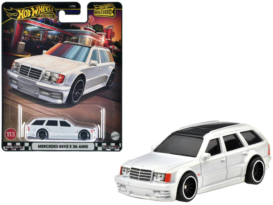 ( Web Only )  Boulevard Mercedes Benz E36 AMG White Metallic - Hot Wheels 1:64 - HRT78
