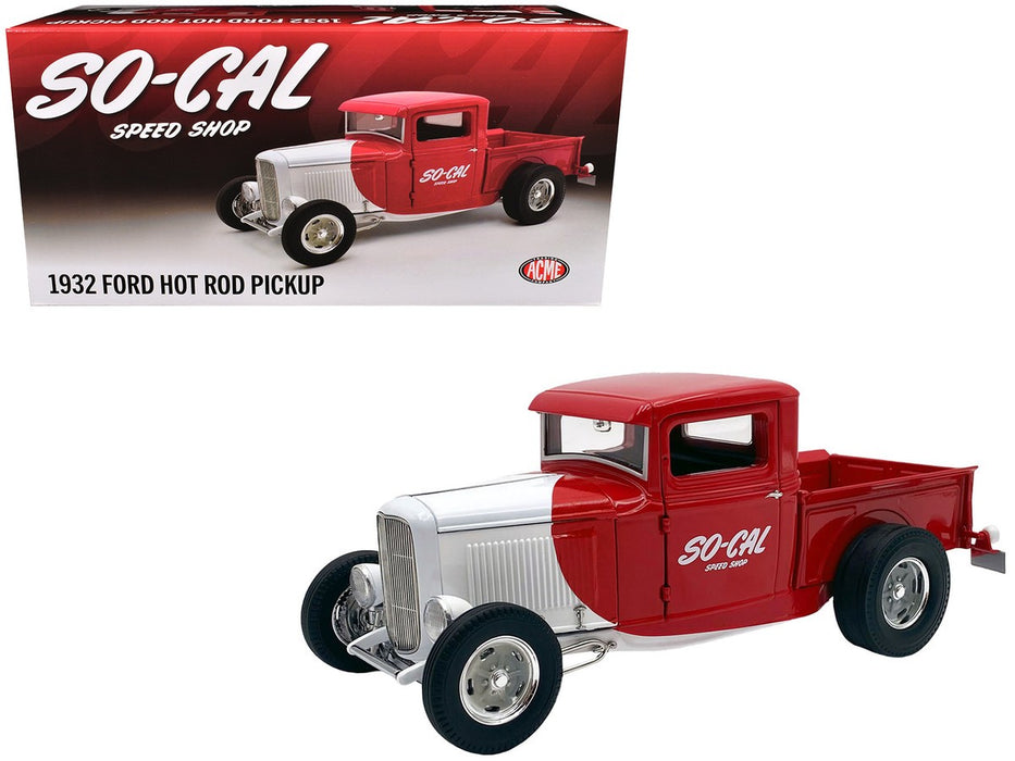 So-Cal Speed Shop - 1932 Ford Hot Rod Pickup Red and White - Estimated production 400 Pieces - ACME - 1/18 - A1804107