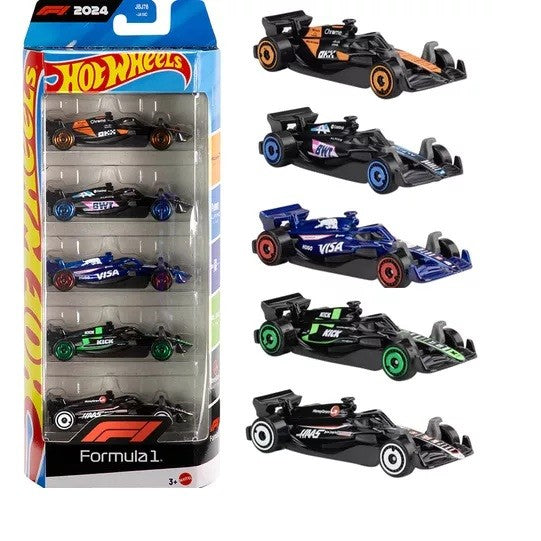 Basic F1 Racing 5 Pack Cars Set - Hot Wheels 1:64 - JGF58 - Passion Diecast