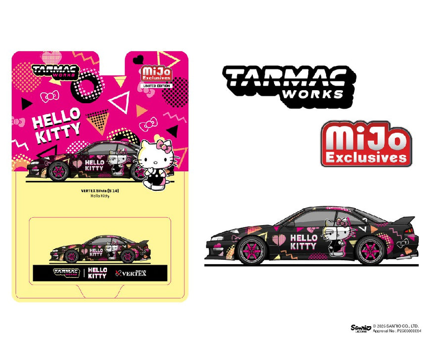 Vertex Nissan Silvia S14 Hello Kitty Special - Black Chrome - Tarmac Works - 1/64 - T64G-018-HK Passion Diecast