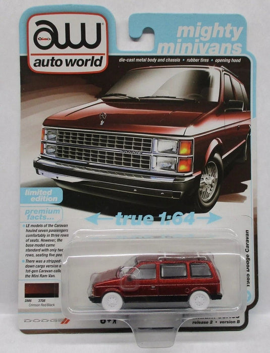 CHASE CAR 1985 Dodge Caravan in DW2 White with Woodgrain Sides & Rear - Auto World - 1/64 - AWSP167 AGR