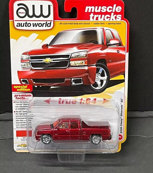 CHASE CAR 2006 Chevrolet Silverado SS Truck Extended Cab Fleetside bed - Victory Red - Auto World - 1/64 - AWSP163 BGR