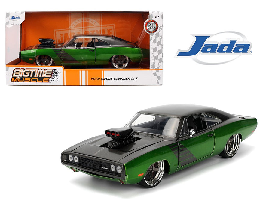 1970 Dodge Charger R/T - Candy Green and Dark Grey - Bigtime Muscle - Jada 1/24 - 36298 - Passion Diecast 