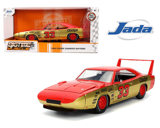 1969 Dodge Charger Daytona No.33 - Red/Gold - Bigtime Muscle - Jada 1/24 - 36297 - Passion Diecast 