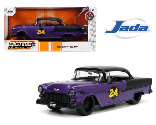 1955 Chevrolet Bel Air - Purple Metallic and Matte Black - Bigtime Muscle - Jada 1/24 - 32699 - Passion Diecast 