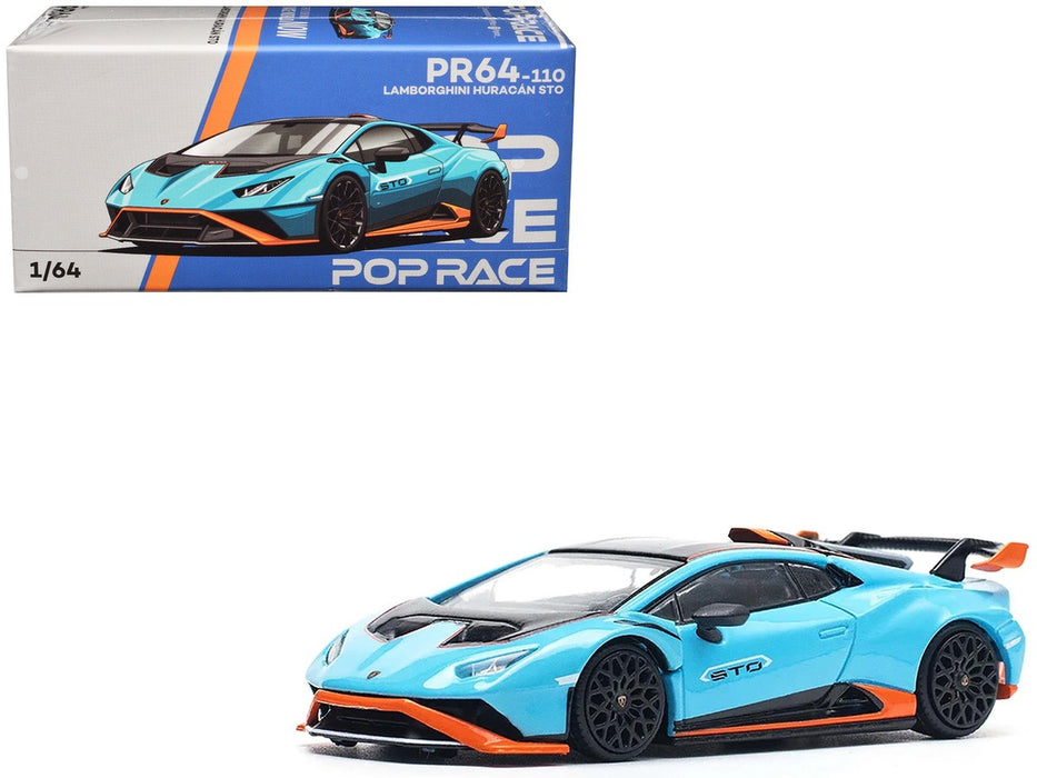 LAMBORGHINI HURACÁN STO BLU LAUFEY/ARANCIO XANTO - Pop Race 1:64 - PR640110 -  Passion Diecast 