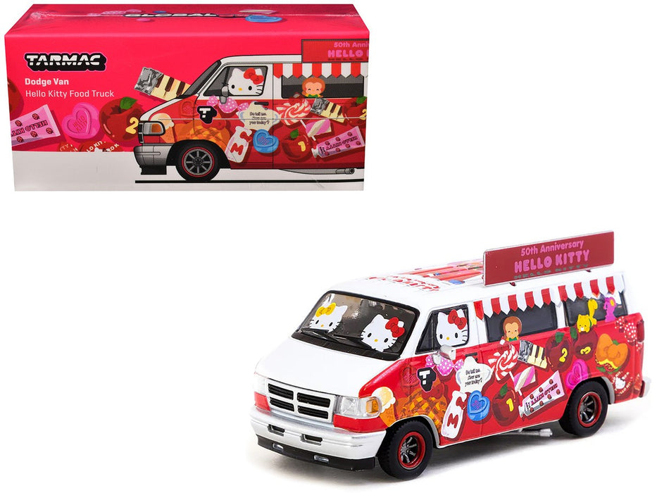 Dodge Van Hello Kitty Food Truck - White - Tarmac Works - 1/64 - T64G-TL032-HK