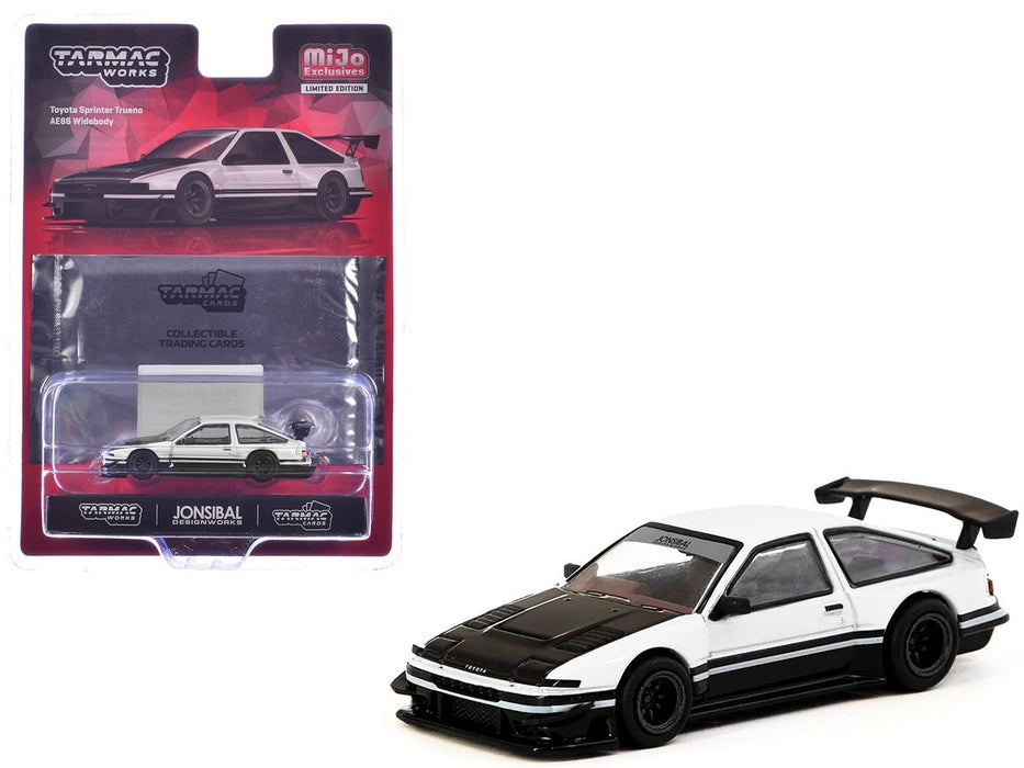 Toyota Sprinter Trueno AE86 Widebody by Jon Sibal with Trading Car - White - Tarmac Works - 1/64 - T64G-060-WB