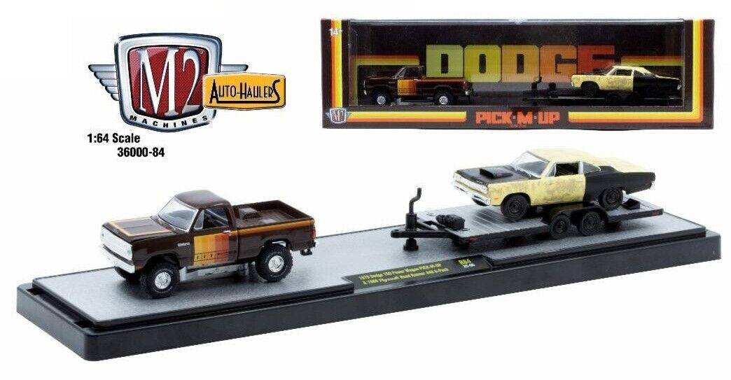 1979 Dodge 150 Power Wagon PICK-M-UP & 1969 Plymouth Road Runner 440 6-Pack - M2 1/64 - 36000-84 A