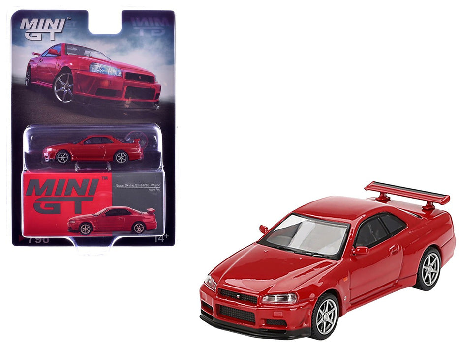 Nissan Skyline GT-R (R34) V-Spec Active Red - Mini GT - 1:64 - MGT00796 Passion Diecast
