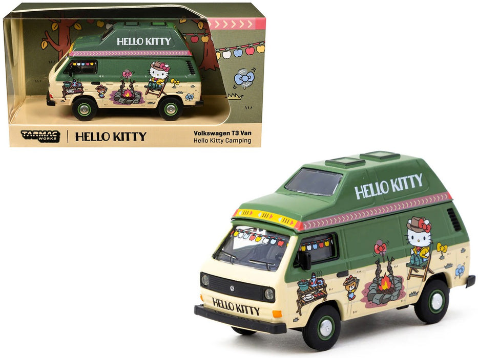 Schuco Volkswagen T3 Camper Van Hello Kitty - Beige Green - Tarmac Works - 1/64 - T64S-001-HK