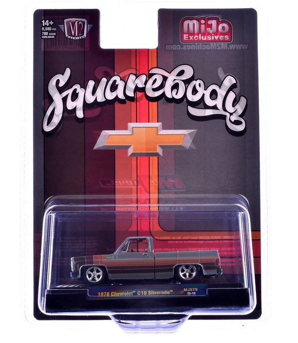 1978 Chevrolet C10 Silverado Squarebody Pickup Truck - Cool Grey - MiJo Exclusives - M2 Machine - 1:64 - 31500-MJS79