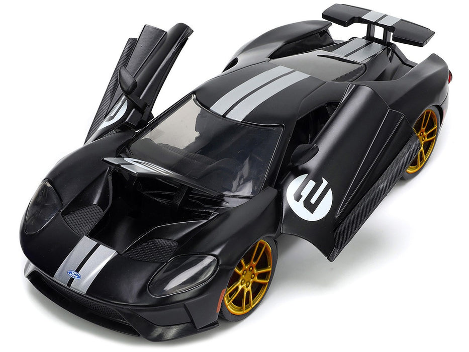 2017 Ford GT (Matte Black with Silver Stripes) - Bigtime Muscle - Jada 1/24 - 33882 - Passion Diecast 