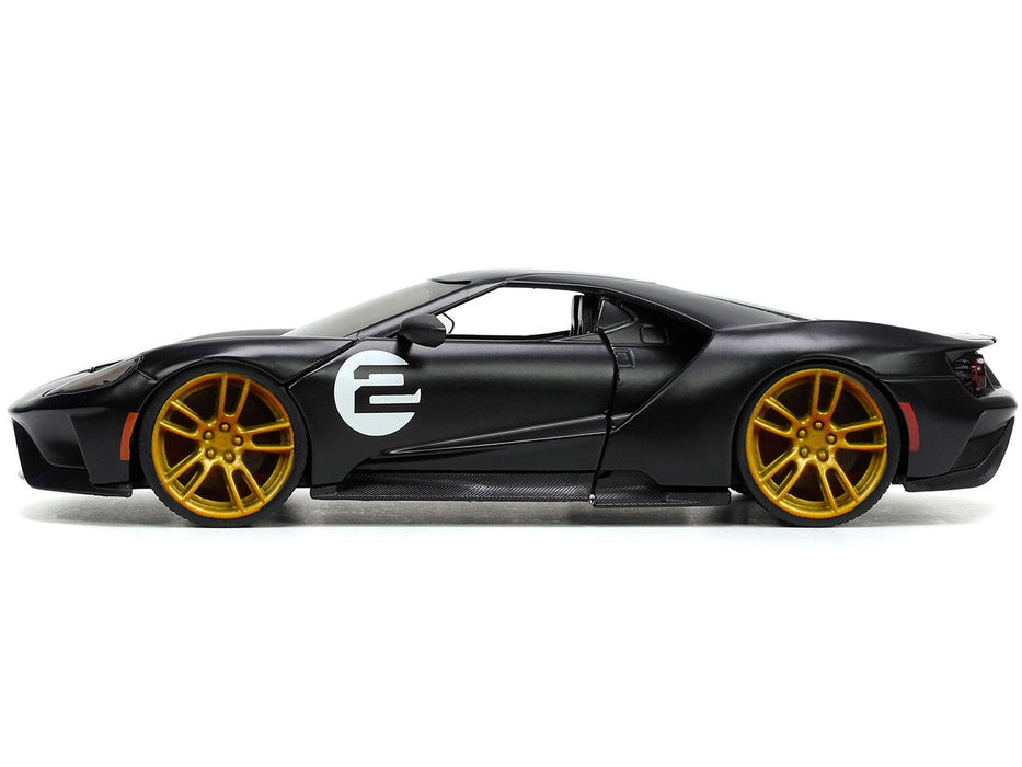 2017 Ford GT (Matte Black with Silver Stripes) - Bigtime Muscle - Jada 1/24 - 33882 - Passion Diecast 