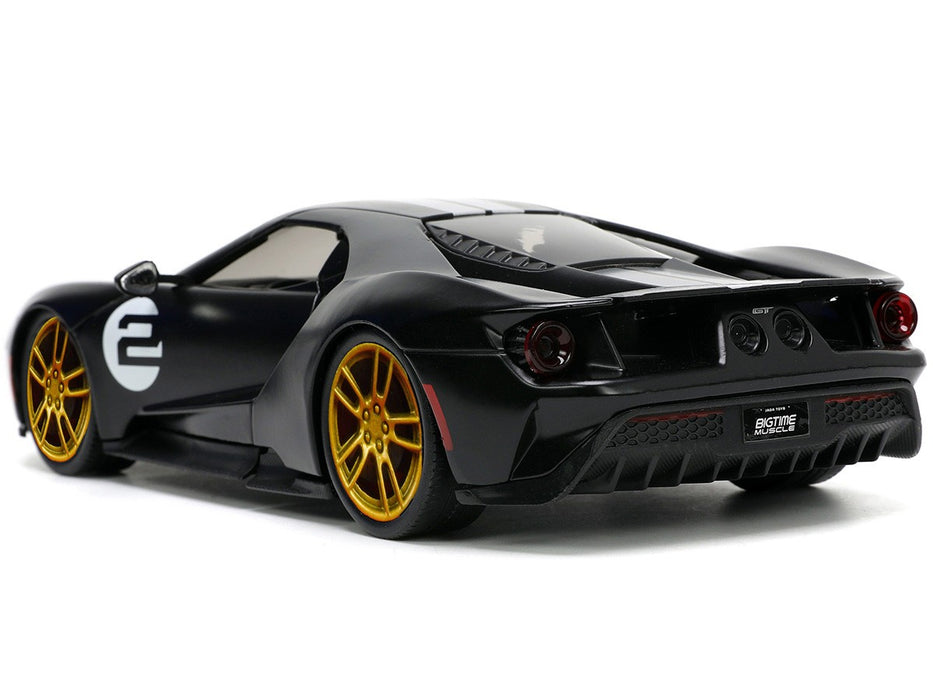2017 Ford GT (Matte Black with Silver Stripes) - Bigtime Muscle - Jada 1/24 - 33882 - Passion Diecast 