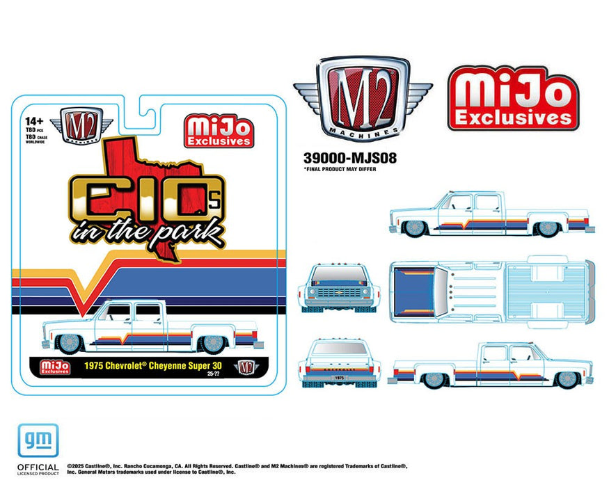 1975 Chevrolet Cheyenne Super 30 Dually White C10s In The Park - MiJo Exclusives - M2 Machine - 1:64 - 39000-MJS08