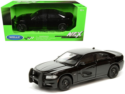 2016 Dodge Charger R/T Police Pursuit (Plain Black) MiJo Exclusives - Welly 1/24 - 24079P WBK