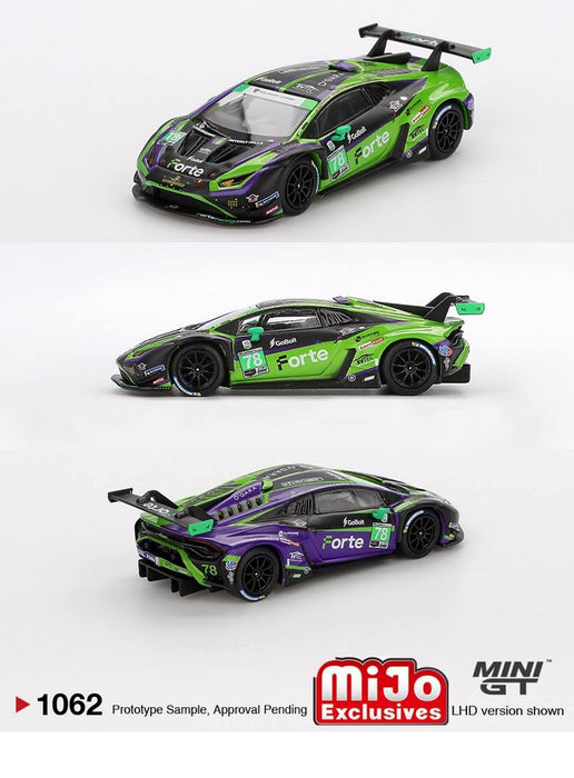 Lamborghini Huracán GT3 EVO2 No.78 Forte Racing 2024 IMSA Daytona 24 Hrs - Mini GT - 1:64 - MGT01062 Passion Diecast