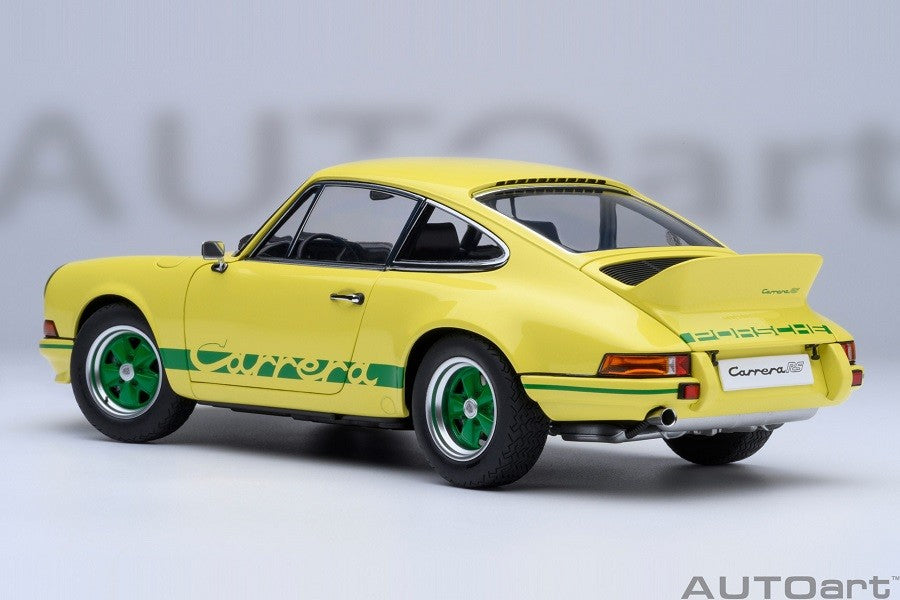 Porsche 911 Carrera 2.7 RS (Light Yellow with Green stripes) - Autoart 1/18 - 78033 - Passion Diecast 