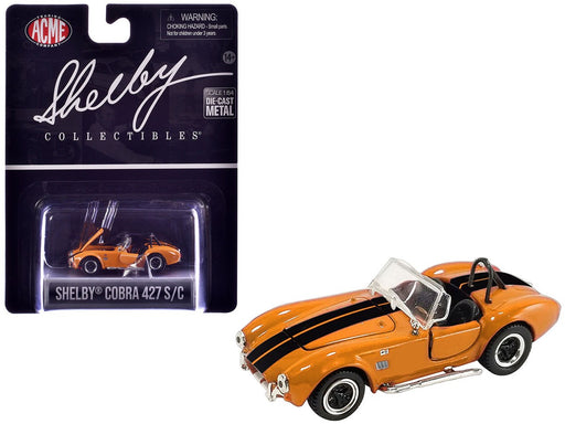 1965 SHELBY COBRA 427 S/C - ORANGE W/ BLACK STRIPES -  Shelby Collectibles 1/64 - SC-705-O - Passion Diecast 