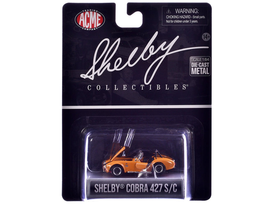 1965 SHELBY COBRA 427 S/C - ORANGE W/ BLACK STRIPES -  Shelby Collectibles 1/64 - SC-705-O - Passion Diecast 