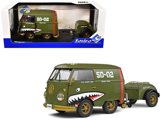 Volkswagen T1 Van Kool Combi trailer 1950 Vert - Solido - 1/18 - S1810901 - Passion Diecast 