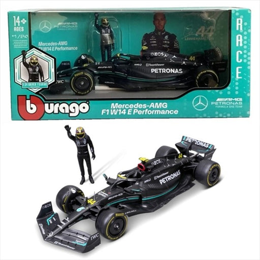 AMG Petronas Formula 1 Team Mercedes W14 E Performance N.44 Lewis Hamilton Driver Figure - Bburago 1/24 - 18-28037 LH