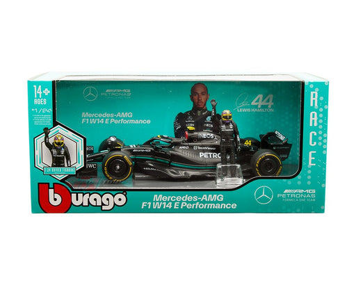 AMG Petronas Formula 1 Team Mercedes W14 E Performance N.44 Lewis Hamilton Driver Figure - Bburago 1/24 - 18-28037 LH