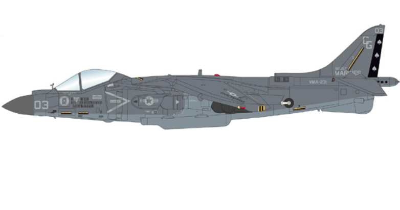 (Preorder) BAe AV-8B Harrier II / USMC VMA-231, CG03, USS Bataan, Red Sea, Op. Inherent Resolve 2017 / Hobby Master 1:72  HA2633