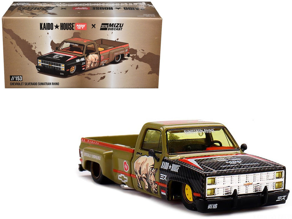 Kaido House x Mini GT x Mizu Diecast Chevrolet Silverado Sumatran Rhino - Mini GT - Mijo Exclusives - 1/64 - KHMG153