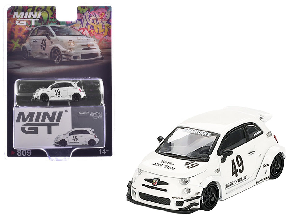 LB-WORKS x Abas Works ABARTH 595 Gara White - Mini GT - 1:64 - MGT00809 Passion Diecast