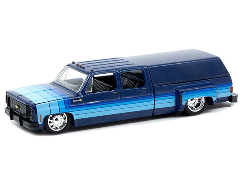 1973 Chevrolet Cheyenne Super 30 Dually with Camper Shell - Blue - MiJo Exclusives - M2 Machine - 1:64 - 39000-MJS04