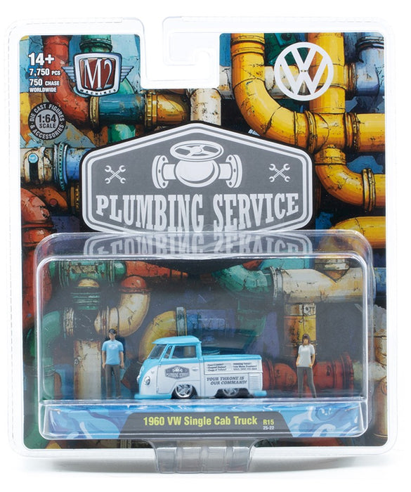 1960 VW Single Cab Truck Plumbing Service - Diorama 2025 Release 15 - M2 Machine - 1:64 - 67500-15 A