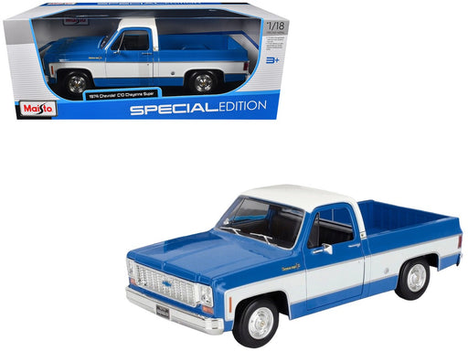 1974 Chevrolet C10 Cheyenne Super - Blue White Two Tone - 1/18 - MAISTO - 31467 BL -  Passion Diecast 