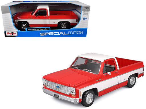 1974 Chevrolet C10 Cheyenne Super - Red White Two Tone - 1/18 - MAISTO - 31467 RD -  Passion Diecast 