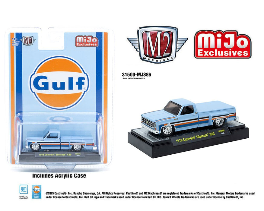 1978 Chevrolet Silverado 30 Custom GULF - Blue - M2 Machine - 1:64 - 31500-MJS86