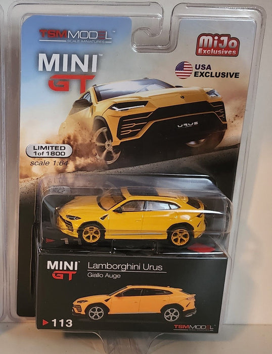 CHASE CAR Lamborghini Urus Giallo Auge -  MINI GT 1:64 - Usa Exclusive - MGT00113GR  - Passion Diecast 