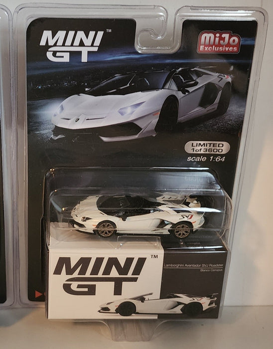 CHASE CAR Lamborghini Aventador SVJ Roadster Bianco Canopus -  MINI GT 1:64 - MGT00224GR -  Passion Diecast 