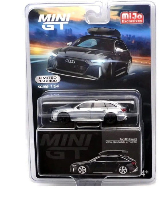CHASE CAR Audi RS6 Avant with Roof Box - Mythos Black - MiJo Exclusives -  MINI GT 1:64 - MGT00257GR Passion Diecast 