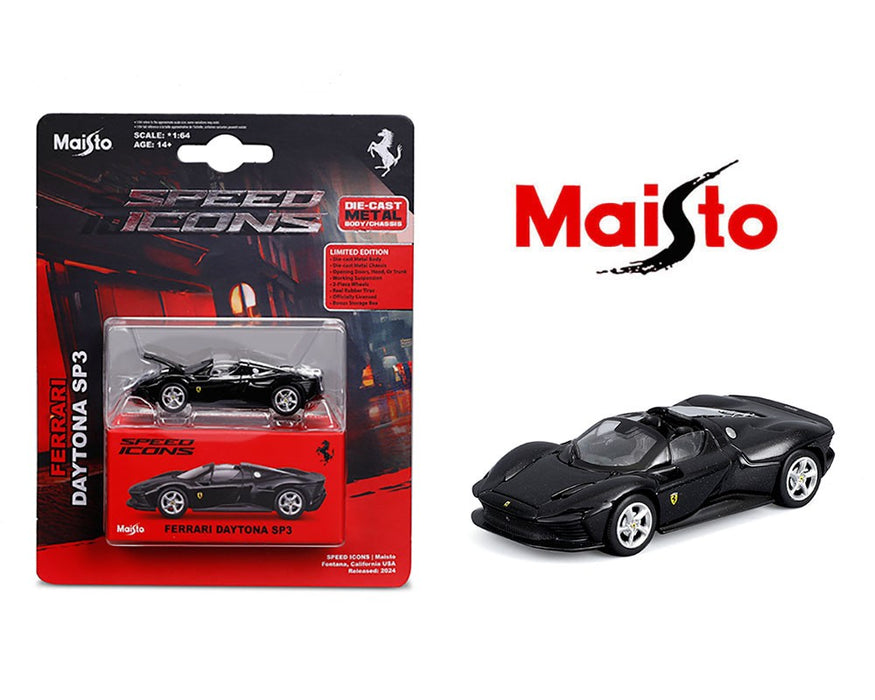 Speed Icons - Ferrari Daytona SP3 - Black - Majorette 1:64 - 15710BK -  Passion Diecast 