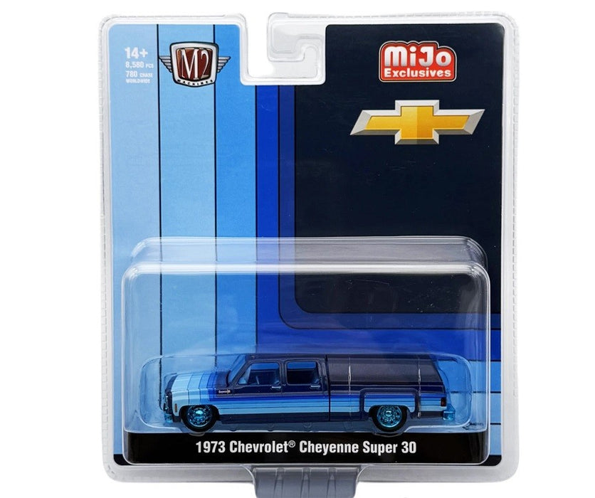 CHASE CAR 1973 Chevrolet Cheyenne Super 30 Dually with Shell - Blue - MiJo Exclusives - M2 Machine - 1:64 - 39000-MJS04GR